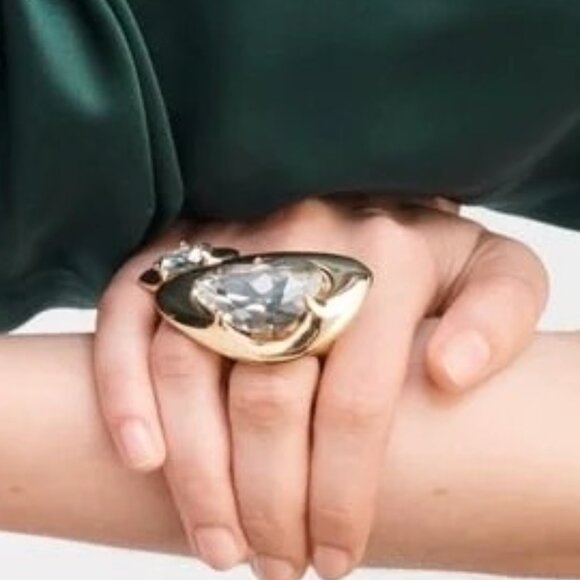 💜 Zara Limited Edition Crystal 2 Pack Rings Size 7 - Picture 3 of 5